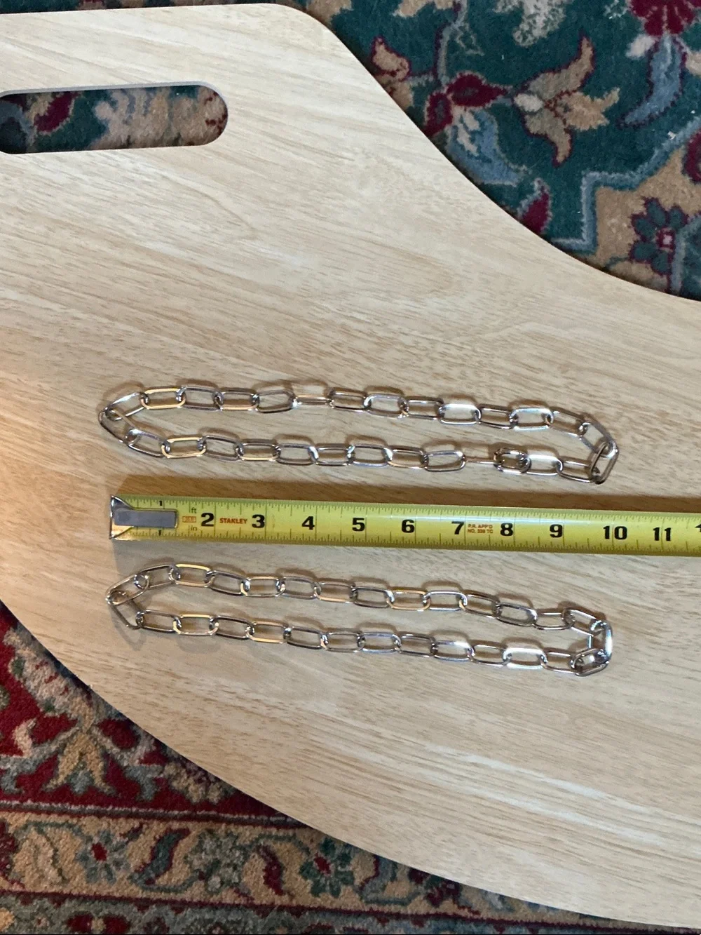 Set of two paper clip style silver tone chains